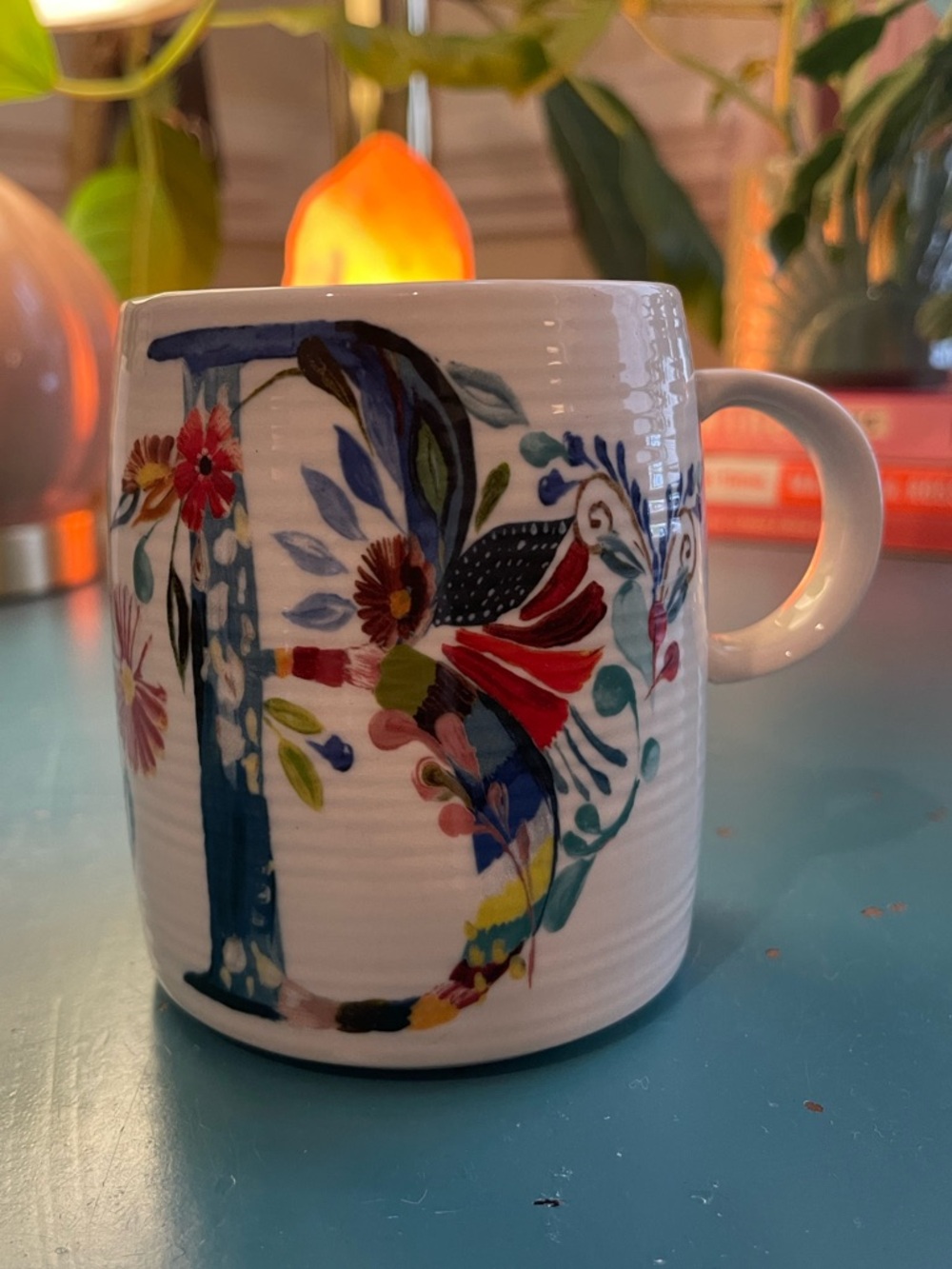 Anthropologie Starla Halfmann Floral Monogram โBโ Mug
